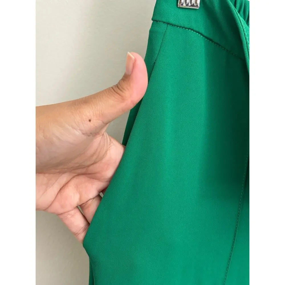 NWT Green Comfy Wide Leg Office Career Trouser Pants Women’s  size 12 - Picture 6 of 9